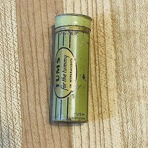Vintage Tums For The Tummy Push Bottom Tin Tube Advertising USA